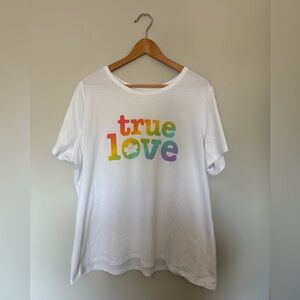 Joe Fresh True Love Graphic Tee White Crew Neck T-Shirt 2X 100% Cotton Casual